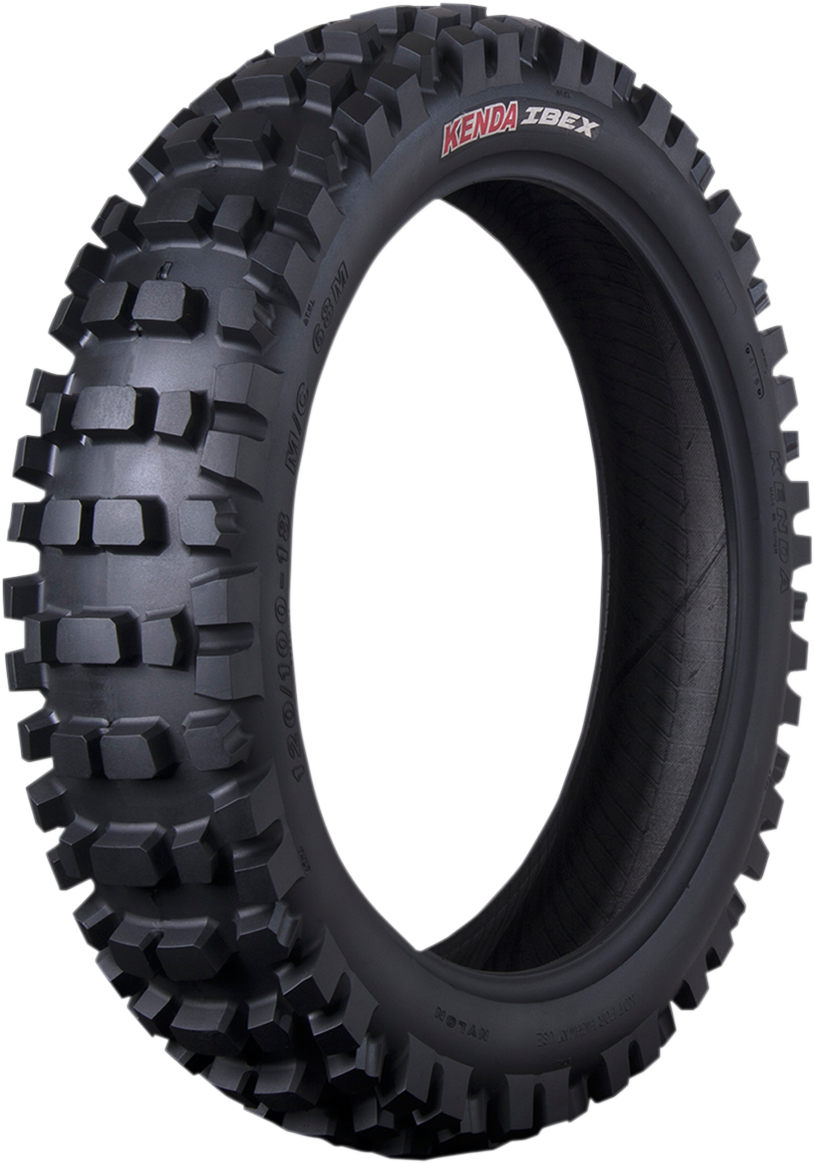 Kenda K774 Ibex rear off-road motorcycle tire, 110/100-18 size, designed for enduro and extreme terrain riding.