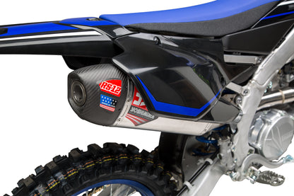 YOSHIMURA RS-12 exhaust system for Yamaha motorcycle, featuring stainless steel muffler and polished finish.