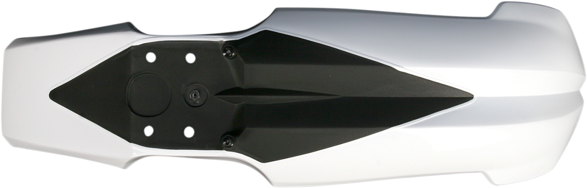 Acerbis front fender in white and black for motorcycle, featuring a sleek body design and brand logo on the surface.