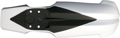Acerbis front fender in white and black for motorcycle, featuring a sleek body design and brand logo on the surface.