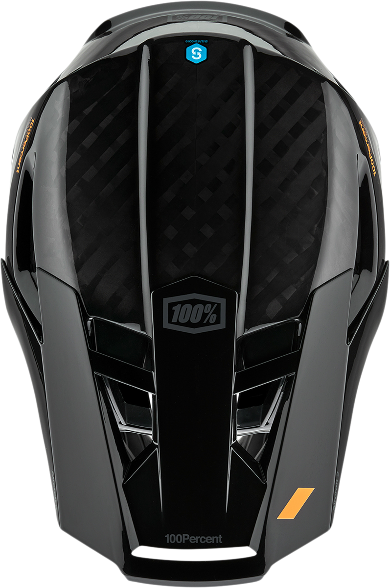Black 100% Aircraft 2 bicycle helmet in large size with adjustable straps, designed for safe cycling by Bill's Exhausts.