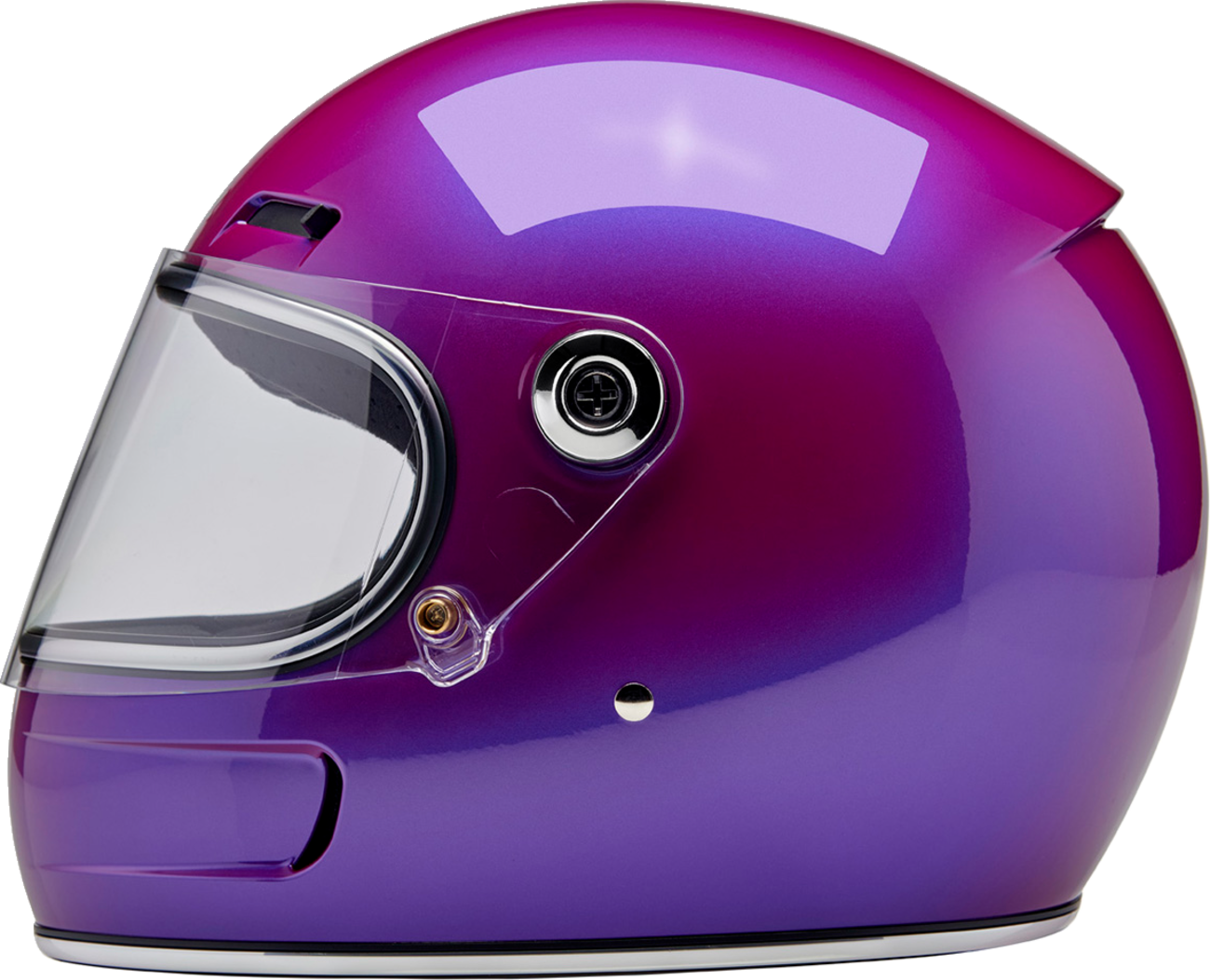 BILTWELL Gringo SV helmet in metallic grape color, XS size, featuring a sleek helmet design with matte finish and vent details.