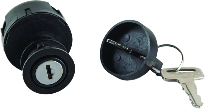QuadBoss Polaris General 1000 ignition switch with matching harness, compatible with QuadBoss part 403144, shown on vehicle dashboard.