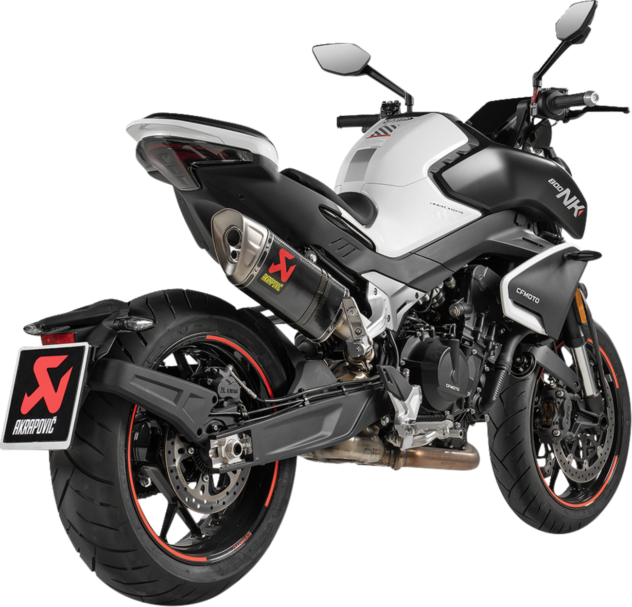 AKRAPOVIC Slip-On Line Muffler for CF Moto 800NK (Part S-CF8SO1-HAPLC) with Carbon Fiber Finish