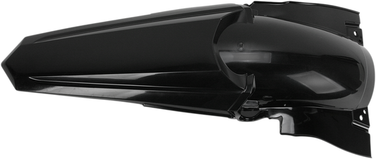 A black Acerbis rear fender for motorcycle, made of durable body material, designed to fit and protect the rear section.