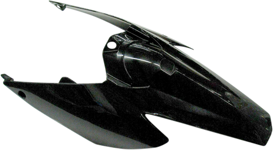 A black Acerbis rear fender and side panel for motorcycle, designed as a durable body component with mounting points visible.