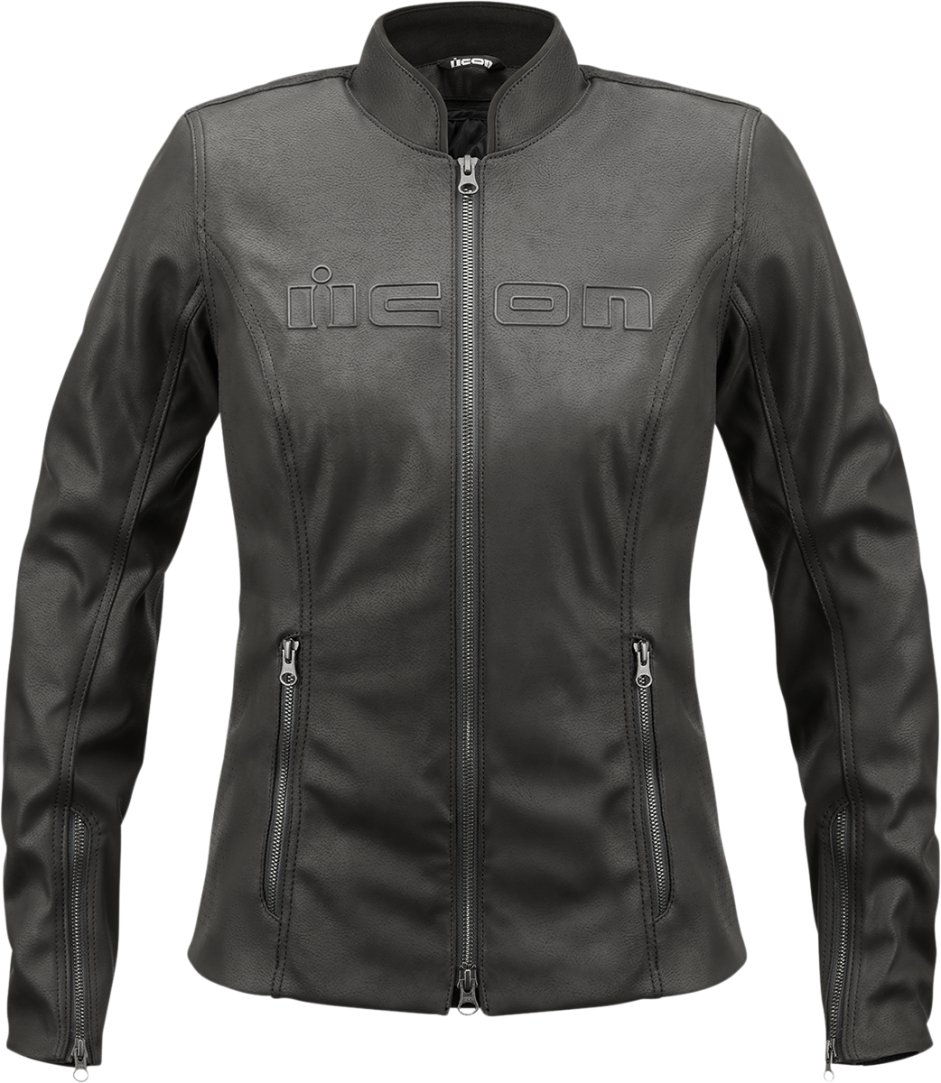 Bill's Exhausts ICON Women's Tuscadero2™ Jacket in black, US medium, featuring a stylish, fitted design and zip-up front.