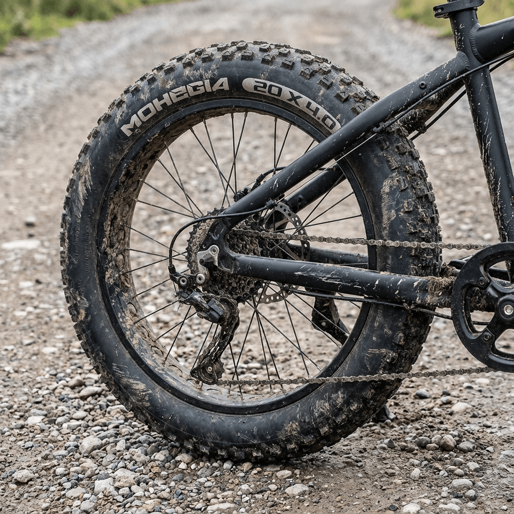 Hycline Rock Conqueror e-bike and fat bike tire with rugged tread designed for off-road cycling.
