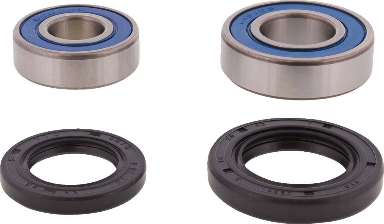 MOOSE OFFROAD front wheel bearing kit for Kayo Jackal and Bull 200 motorcycles, showing bearing components and packaging.