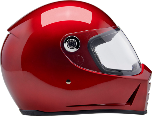Metallic cherry red BILTWELL Lane Splitter motorcycle helmet in XS size, featuring a sleek design and matte finish.