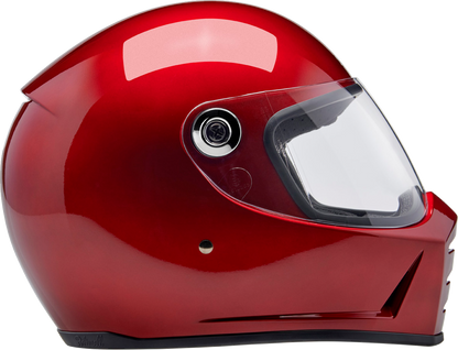 BILTWELL Lane Splitter helmet in metallic cherry red, medium size, with sleek aerodynamic design and adjustable strap.