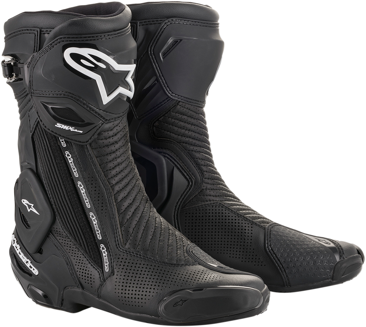 Black Alpinestars SMX+ Vented Boots for US 3.5 / EU 36, showing the protective design and venting features.