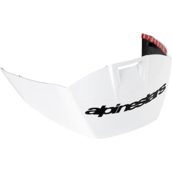 Gloss white ALPINESTARS Supertech R10 helmet spoiler for race helmets, designed for aerodynamic performance.