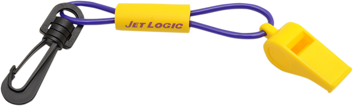 Purple and yellow AIRHEAD SPORTS GROUP water whistle by Bill's Exhausts, featuring a compact design with a lanyard attachment.