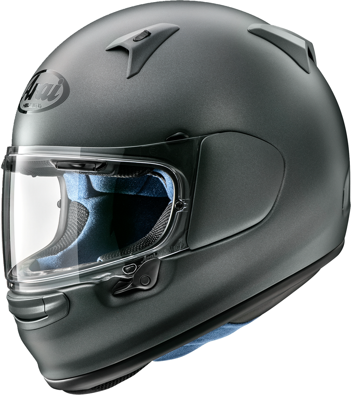 Arai Helmets Regent-X Gun Metal motorcycle helmet in medium size with sleek design and matte finish.