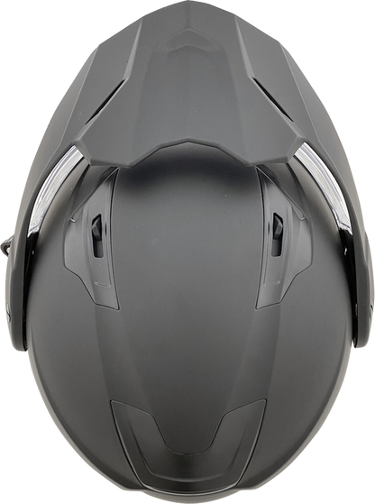 Matte black AFX FX-111DS snow helmet with electric features, XS size, designed for winter sports, in a natural viewing angle