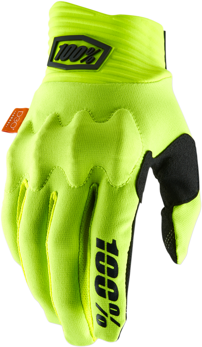 100% Cognito Gloves - Fluo Yellow/Black - Large 10014-00017 - Howling Moto