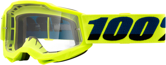 100% Youth Accuri 2 Goggles - Fluo Yellow - Clear 50024-00001 - Howling Moto