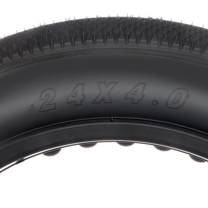 Hycline HyperPave e-bike and fat bike tire with rugged tread for off-road riding, shown in close-up view.