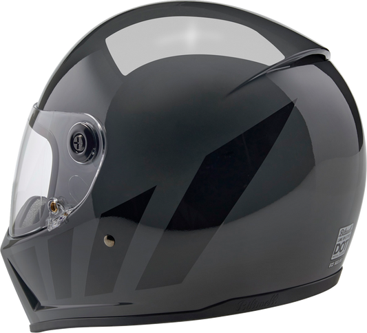 Biltwell Lane Splitter motorcycle helmet in Storm Gray Inertia, medium size, featuring a sleek aerodynamic design and matte finish.