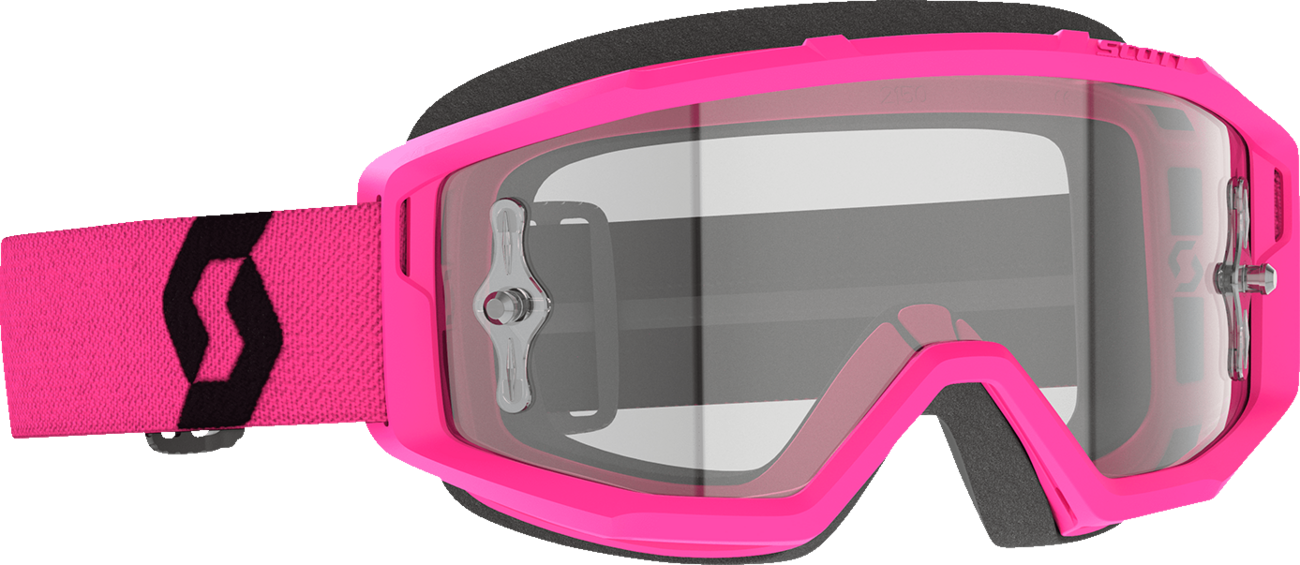 Scott Primal Goggle in pink and black with clear lens, designed for motocross or off-road riding.