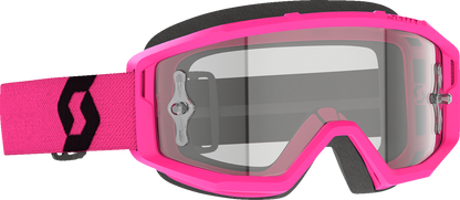 Scott Primal Goggle in pink and black with clear lens, designed for motocross or off-road riding.