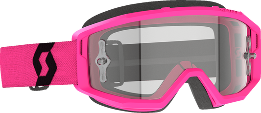 Scott Primal Goggle in pink and black with clear lens, designed for motocross or off-road riding.