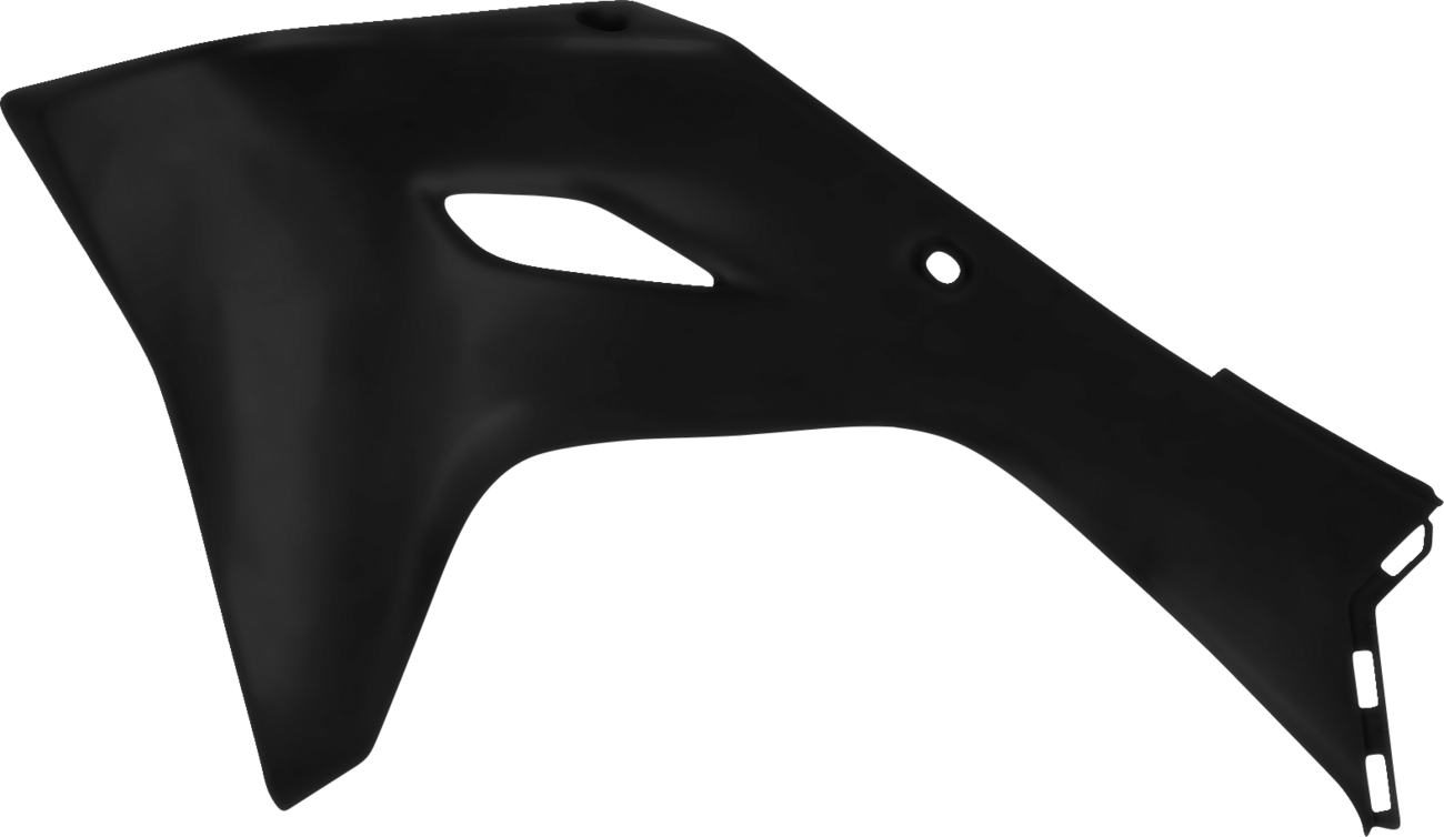 Black Acerbis radiator shrouds for off-road motorcycles, designed for durable body protection and enhanced performance.