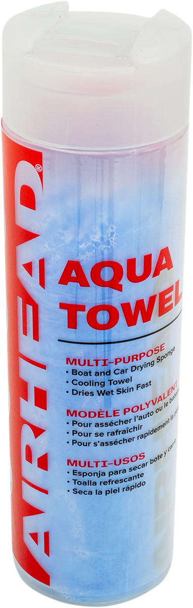 Blue AIRHEAD SPORTS GROUP absorbing water towel by Bill's Exhausts, shown as a soft, blue towel ideal for water activities.