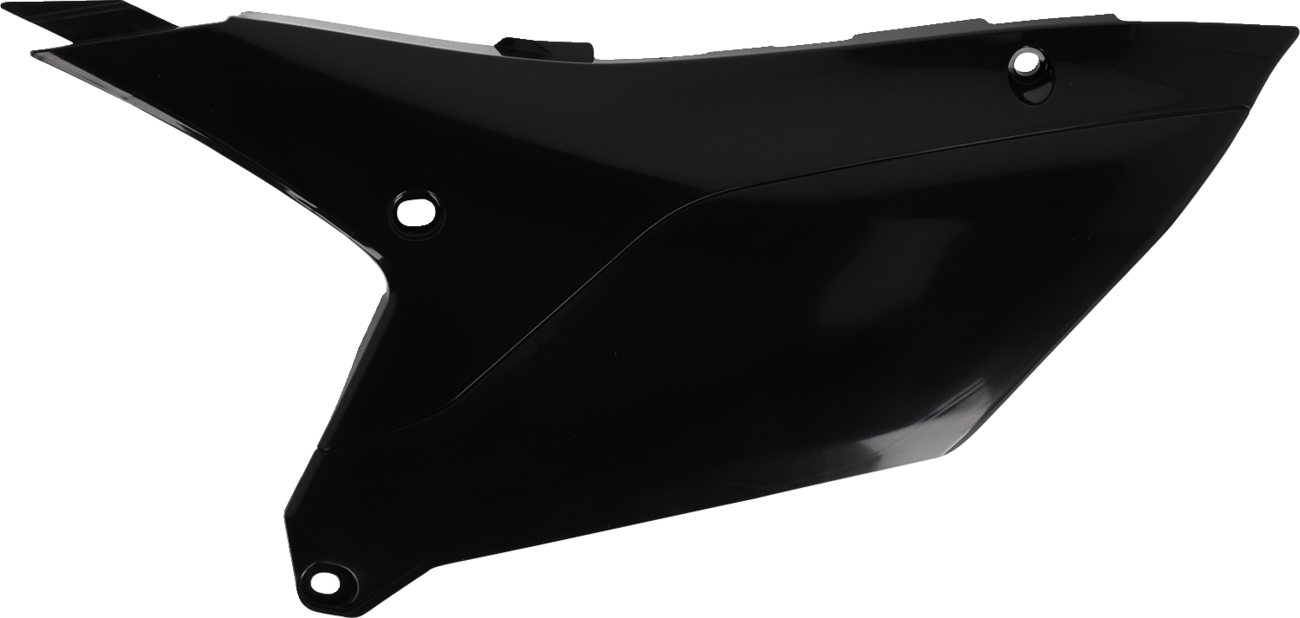 Black Acerbis side panels for Yamaha YZ450F 2023 motorcycle, designed as body parts to fit the bike's side profile.