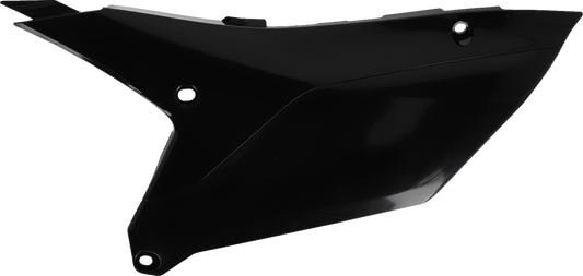 Black Acerbis side panels for Yamaha YZ450F 2023 motorcycle, designed as body parts to fit the bike's side profile.