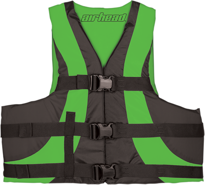 Bill's Exhausts AIRHEAD SPORTS GROUP Kiwi water sports vest in 2XL/3XL size, featuring bright green color and adjustable straps.