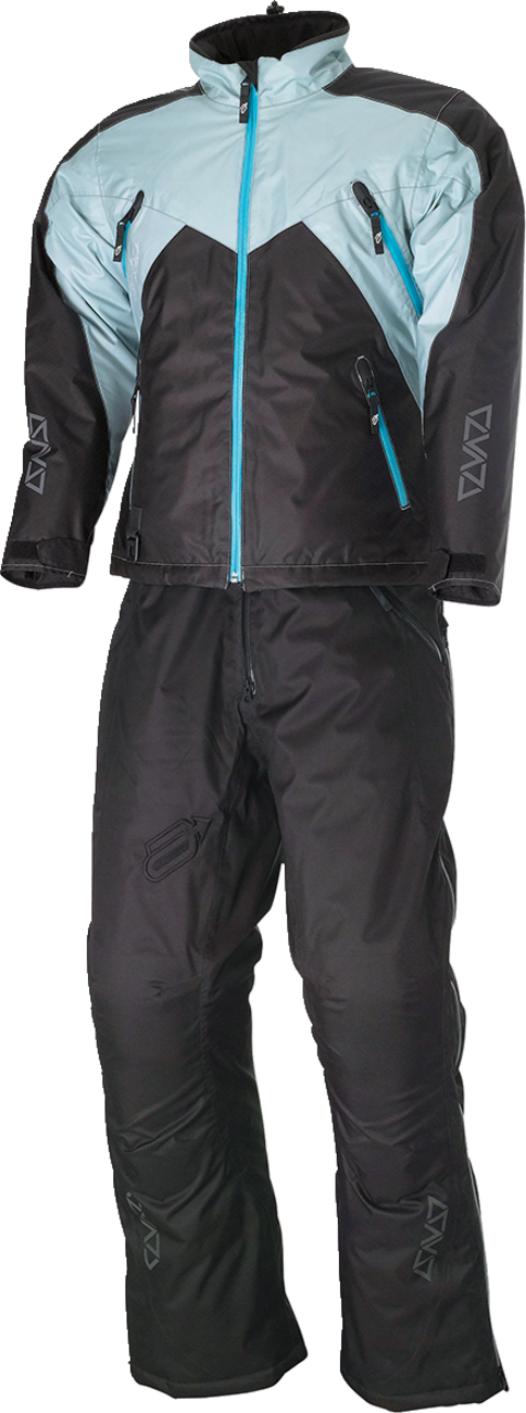 Women's ARCTIVA Pivot 6 jacket in black, blue, and gray, displayed on a hanger, size small, lightweight waterproof outdoor jacket.