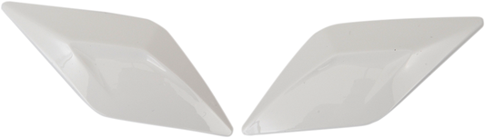White ICON Airflite™ Forehead Switch helmet part for ICON helmets, designed by Bill's Exhausts, shown in the image.