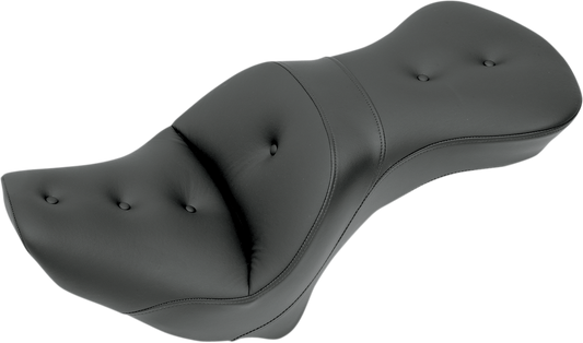 Bill's Exhausts SADDLEMEN Explorer Road Sofa Seat for FLSTC 2006-2017 motorcycle, shown with detailed stitching and comfortable design.