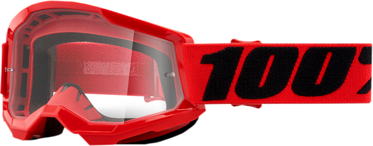 100% Youth Strata 2 Goggles - Red - Clear 50031-00004 - Howling Moto