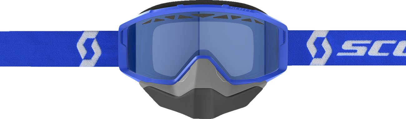 Scott Primal Snow Cross Goggle in blue and white with clear lens, designed for snow sports and outdoor winter activities.