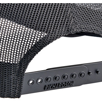 Black BILTWELL Elsinore hat by Bill's Exhausts, featuring a classic design with a curved brim and adjustable strap.
