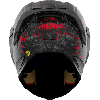 Black ICON Ultraflite helmet in Misanthrope design with MIPS® technology, 2XL size, shown from the front angle.