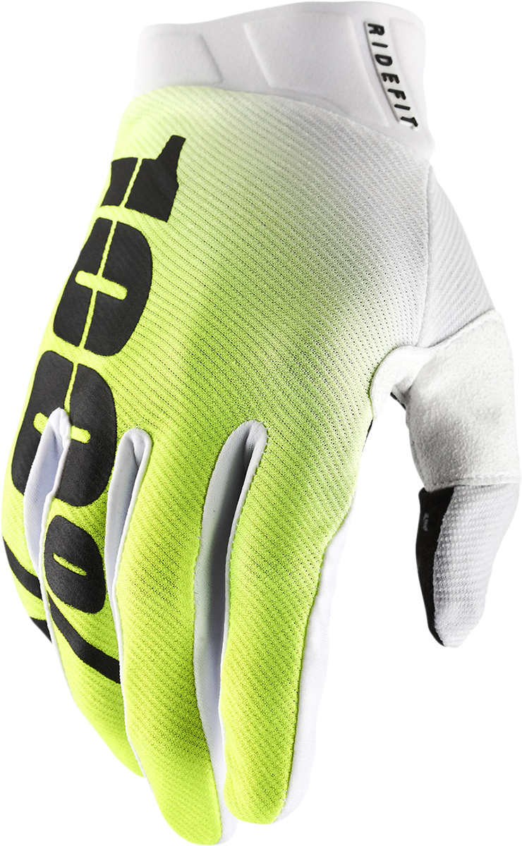 Bill's Exhausts Ridefit Gloves in Korpo Yellow, medium size, showing the comfortable, durable motorcycle riding gloves with textured grip