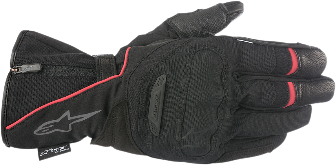 Alpinestars Primer Drystar® motorcycle gloves in black and red, size XL, with textured grip and protective knuckles.