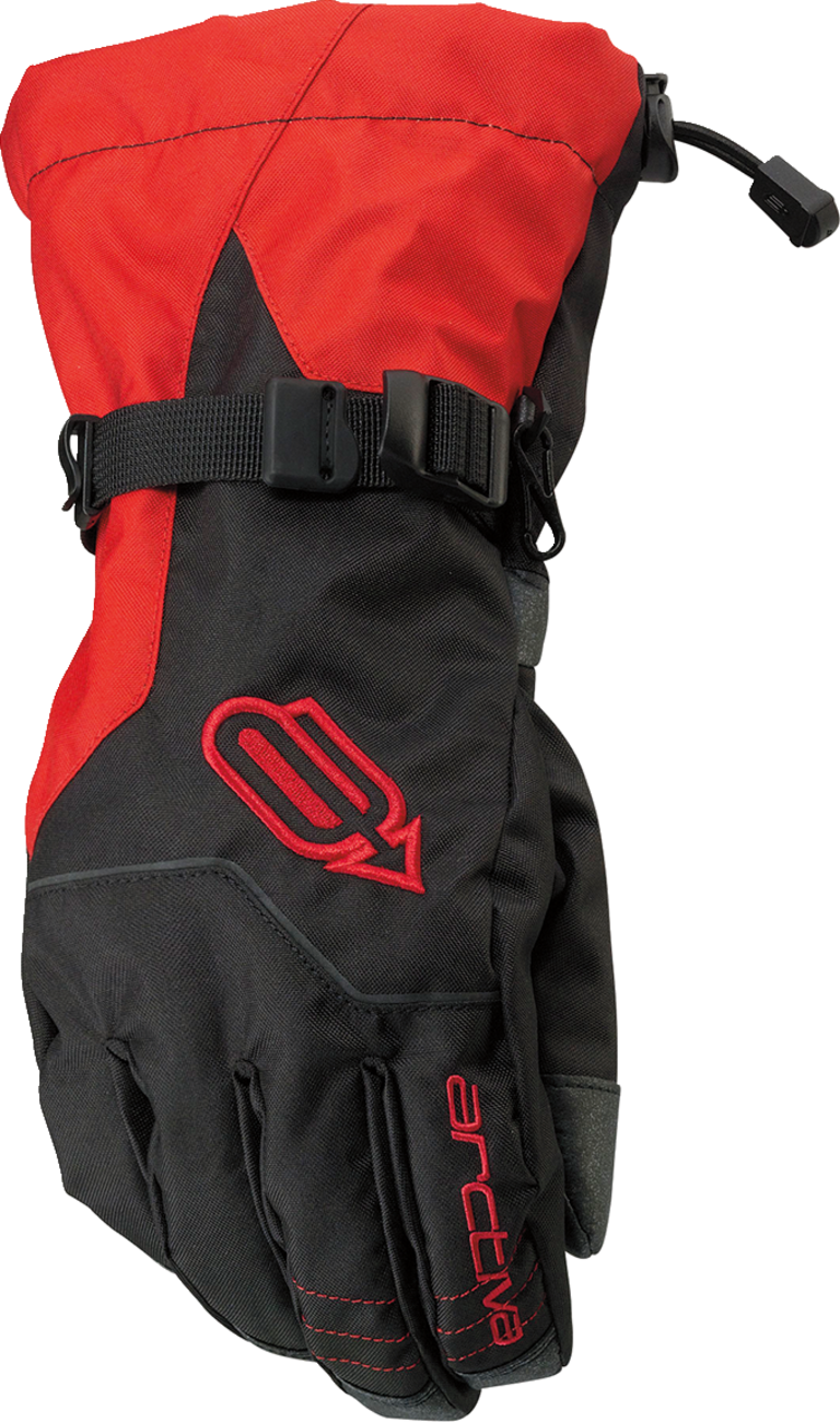 Bill's Exhausts ARCTIVA Pivot Gloves in black and red, medium size, showing the textured fabric and protective design.