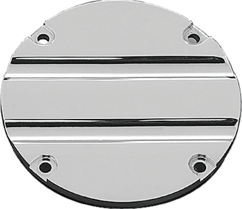 Kuryakyn Hypercharger Blood Groove Trapdoor in chrome for powersports vehicles, showcasing the detailed design and finish.