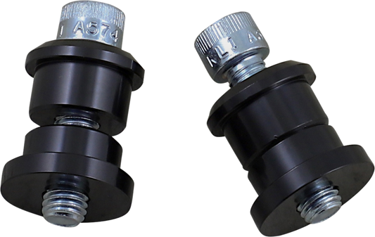 Black BILTWELL Riser Bushings for handlebars, solid design, compatible with Bill's Exhausts motorcycle handlebars.