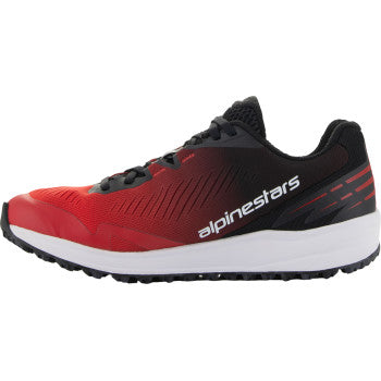 Alpinestars Meta Road V2 riding shoes in red, black, and white, US size 11.5, with sporty design and durable construction