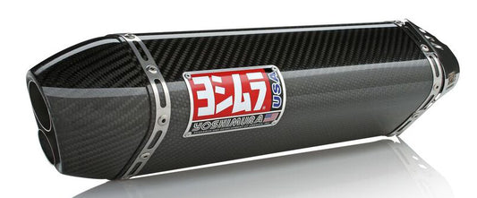 YOSHIMURA Street TRC D slip-on exhaust with stainless steel and carbon fiber finish for motorcycle performance and style