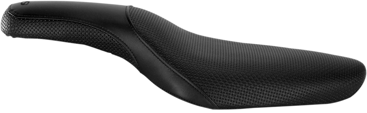 Black SADDLEMEN Profiler Basket-weave Seat for XL motorcycles, featuring a stylish basket-weave design from Bill's Exhausts.
