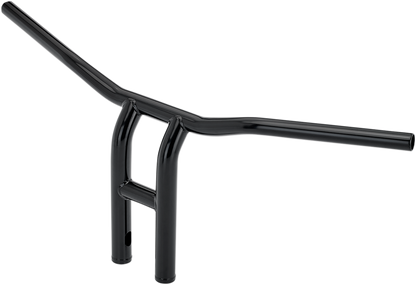 Black BILTWELL Tyson XL pullback handlebar for motorcycles, 12-inch width, designed for cruiser and custom bikes.