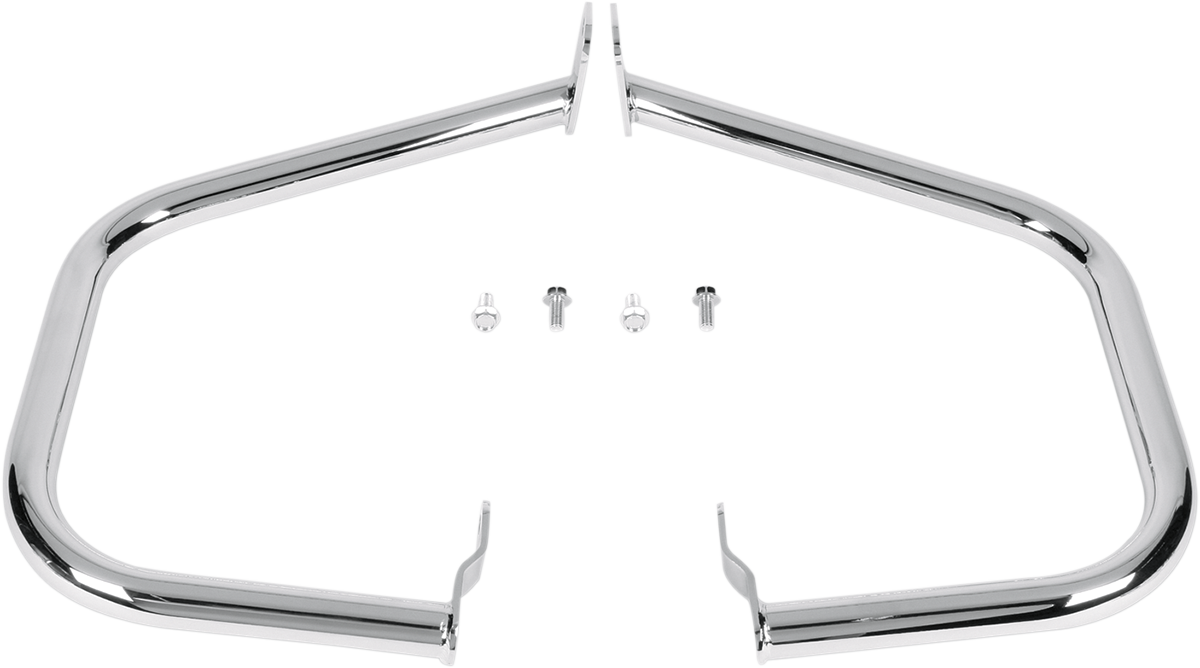 Chrome highway bars for VL800, C50, M50 motorcycles, engine protection bars by Bill's Exhausts, mounted on bike engine area.