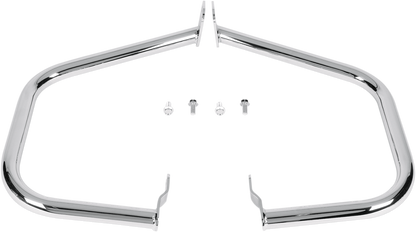 Chrome highway bars for VL800, C50, M50 motorcycles, engine protection bars by Bill's Exhausts, mounted on bike engine area.